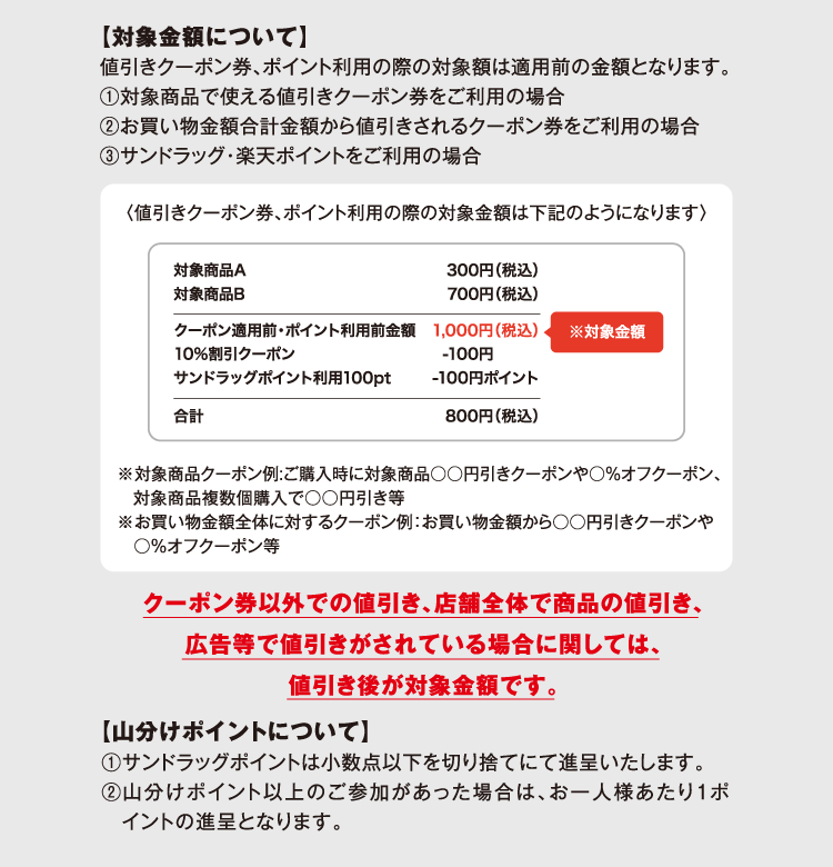 対象金額について・山分けポイントについて
